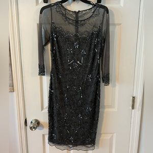 Beaded sequin Pissarro nights dress flower floral wedding cocktail formal